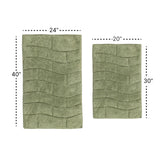Knightsbridge 2-Piece Cotton Tile Design Bath Rug Set 20"x30" & 24"x40" Sage