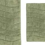 Knightsbridge 2-Piece Cotton Tile Design Bath Rug Set 20"x30" & 24"x40" Sage