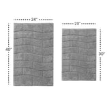 Knightsbridge Stylish Comfortable Traditional New Tile Design 2 PC Cotton Bath Rug Set 20" X 30" & 24" X 40" Silver