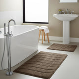 Knightsbridge 2PC Cotton Bath Rug Set Non-Slip Tile Design 20"x30" & 24"x40" Stone