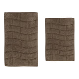 Knightsbridge 2PC Cotton Bath Rug Set Non-Slip Tile Design 20"x30" & 24"x40" Stone