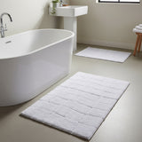 Knightsbridge Stylish Comfortable Traditional New Tile Design 2 PC Cotton Bath Rug Set 20" X 30" & 24" X 40" White