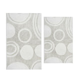 Knightsbridge Stylish And Comfortable Traditional Orbit Design 2 PC Cotton Bath Rug Set 20"x30" & 24"x40" Ivory