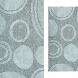 Knightsbridge Stylish And Comfortable Traditional Orbit Design 2 PC Cotton Bath Rug Set 20"x30" & 24"x40" Light Blue