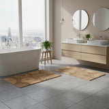 Knightsbridge Stylish And Comfortable Traditional Orbit Design 2 PC Cotton Bath Rug Set 20"x30" & 24"x40" Natural