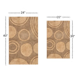 Knightsbridge Stylish And Comfortable Traditional Orbit Design 2 PC Cotton Bath Rug Set 20"x30" & 24"x40" Natural
