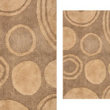 Knightsbridge Stylish And Comfortable Traditional Orbit Design 2 PC Cotton Bath Rug Set 20"x30" & 24"x40" Natural