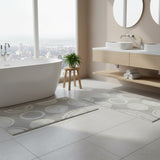 Knightsbridge Stylish And Comfortable Traditional Orbit Design 2 PC Cotton Bath Rug Set 20"x30" & 24"x40" Silver
