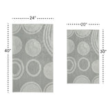 Knightsbridge Stylish And Comfortable Traditional Orbit Design 2 PC Cotton Bath Rug Set 20"x30" & 24"x40" Silver