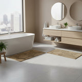 Knightsbridge Stylish And Comfortable Traditional Orbit Design 2 PC Cotton Bath Rug Set 20"x30" & 24"x40" Stone