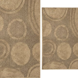 Knightsbridge Stylish And Comfortable Traditional Orbit Design 2 PC Cotton Bath Rug Set 20"x30" & 24"x40" Stone