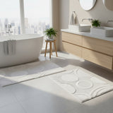 Knightsbridge Stylish And Comfortable Traditional Orbit Design 2 PC Cotton Bath Rug Set 20"x30" & 24"x40" White