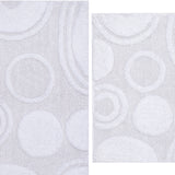 Knightsbridge Stylish And Comfortable Traditional Orbit Design 2 PC Cotton Bath Rug Set 20"x30" & 24"x40" White