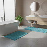 Knightsbridge Stylish And Comfortable Traditional Summer Tile Design 2 PC Cotton Bath Rug Set 20"x30" & 24"x40" Aqua