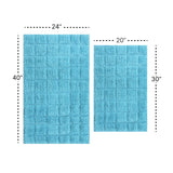 Knightsbridge Stylish And Comfortable Traditional Summer Tile Design 2 PC Cotton Bath Rug Set 20"x30" & 24"x40" Aqua