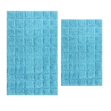 Knightsbridge Stylish And Comfortable Traditional Summer Tile Design 2 PC Cotton Bath Rug Set 20"x30" & 24"x40" Aqua