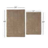 Knightsbridge Stylish And Comfortable Traditional Summer Tile Design 2 PC Cotton Bath Rug Set 20"x30" & 24"x40" Natural