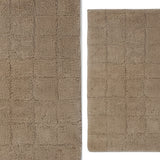 Knightsbridge Stylish And Comfortable Traditional Summer Tile Design 2 PC Cotton Bath Rug Set 20"x30" & 24"x40" Natural