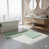 Knightsbridge Stylish And Comfortable Traditional Summer Tile Design 2 PC Cotton Bath Rug Set 20"x30" & 24"x40" Sage