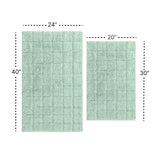 Knightsbridge Stylish And Comfortable Traditional Summer Tile Design 2 PC Cotton Bath Rug Set 20"x30" & 24"x40" Sage