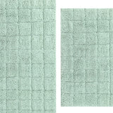 Knightsbridge Stylish And Comfortable Traditional Summer Tile Design 2 PC Cotton Bath Rug Set 20"x30" & 24"x40" Sage