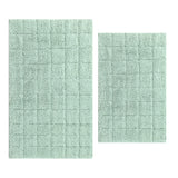 Knightsbridge Stylish And Comfortable Traditional Summer Tile Design 2 PC Cotton Bath Rug Set 20"x30" & 24"x40" Sage