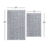 Knightsbridge Stylish And Comfortable Traditional Summer Tile Design 2 PC Cotton Bath Rug Set 20"x30" & 24"x40" Silver