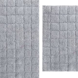 Knightsbridge Stylish And Comfortable Traditional Summer Tile Design 2 PC Cotton Bath Rug Set 20"x30" & 24"x40" Silver