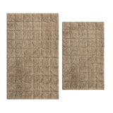 Knightsbridge Stylish And Comfortable Traditional Summer Tile Design 2 PC Cotton Bath Rug Set 20"x30" & 24"x40" Stone