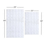 Knightsbridge Stylish And Comfortable Traditional Summer Tile Design 2 PC Cotton Bath Rug Set 20"x30" & 24"x40" White