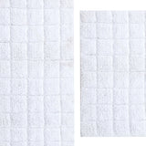 Knightsbridge Stylish And Comfortable Traditional Summer Tile Design 2 PC Cotton Bath Rug Set 20"x30" & 24"x40" White