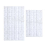Knightsbridge Stylish And Comfortable Traditional Summer Tile Design 2 PC Cotton Bath Rug Set 20"x30" & 24"x40" White