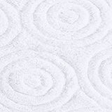 Knightsbridge Beautiful Circle Design Premium Quality Year Round Cotton With Non-Skid Back Bath Rug White