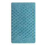 Knightsbridge Luxurious Block Pattern High Quality Year Round Cotton With Non-Skid Back Bath Rug Aqua