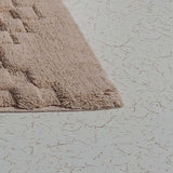 Knightsbridge Luxurious Block Pattern High Quality Year Round Cotton With Non-Skid Back Bath Rug Natural