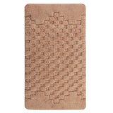 Knightsbridge Luxurious Block Pattern High Quality Year Round Cotton With Non-Skid Back Bath Rug Natural