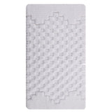 Knightsbridge Luxurious Block Pattern High Quality Year Round Cotton With Non-Skid Back Bath Rug White