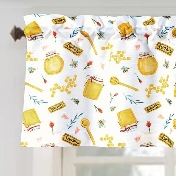 RT Designer's Collection Tribeca Honey Printed Slub 3 Pieces Kitchen Curtain Set