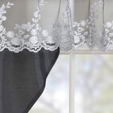 RT Designers Collection Polyester Bethany Embroidered 3 Piece Kitchen Curtains Tier & Swag Set 60" x 36" Black