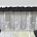 RT Designers Collection Polyester Bethany Embroidered 3 Piece Kitchen Curtains Tier & Swag Set 60" x 36" Black