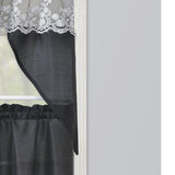 RT Designers Collection Polyester Bethany Embroidered 3 Piece Kitchen Curtains Tier & Swag Set 60" x 36" Black