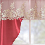 RT Designers Collection Polyester Bethany Embroidered 3 Piece Kitchen Curtains Tier & Swag Set 60" x 36" Red