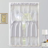 RT Designers Collection Polyester Bethany Embroidered 3 Piece Kitchen Curtains Tier & Swag Set 60" x 36" Silver