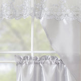 RT Designers Collection Polyester Bethany Embroidered 3 Piece Kitchen Curtains Tier & Swag Set 60" x 36" Silver