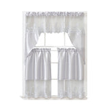RT Designers Collection Polyester Bethany Embroidered 3 Piece Kitchen Curtains Tier & Swag Set 60" x 36" Silver