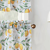 RT Designers Collection Polyester Cucina Lemon Bee Slub 3 Piece Kitchen Curtains Valance & Tiers Set 52" x 18" Muticolor