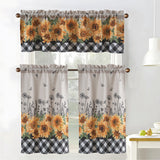 RT Designers Collection Polyester Cucina Sunflower Plaid Slub Kitchen Curtains Valance & Tiers Set 52" x 18" Muticolor