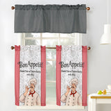 RT Designers Collection Polyester Cucina Pasta Chef Slub 3 Piece Kitchen Curtains Valance & Tiers Set 52" x 18" Muticolor