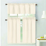 RT Designers Collection 100% Polyester Gibson Solid 3 Piece Kitchen Curtains Valance & Tiers Set 54" x 18" Beige