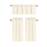 RT Designers Collection 100% Polyester Gibson Solid 3 Piece Kitchen Curtains Valance & Tiers Set 54" x 18" Beige
